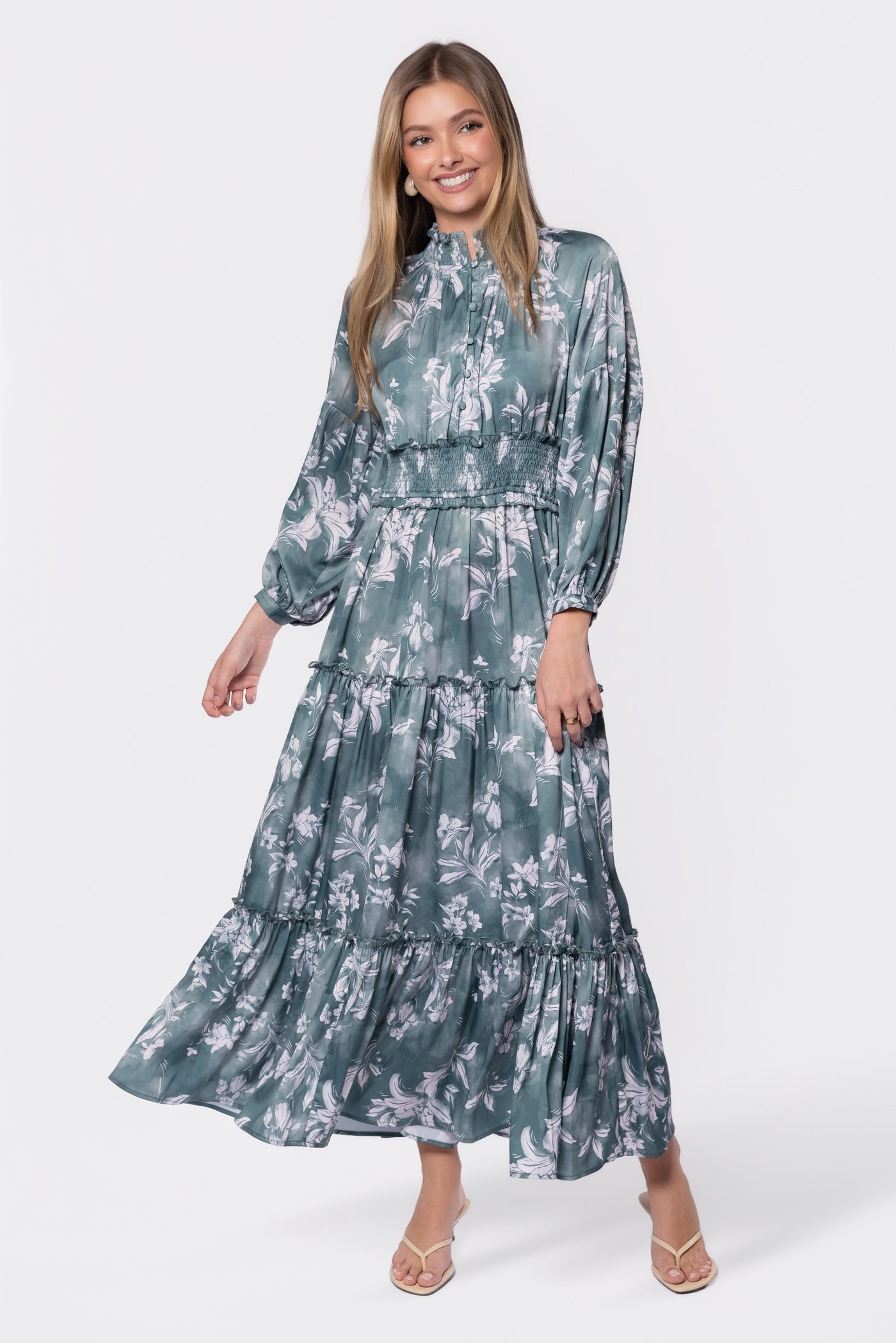 Leslie Dress (Green Pattern) - Glamourous Grace