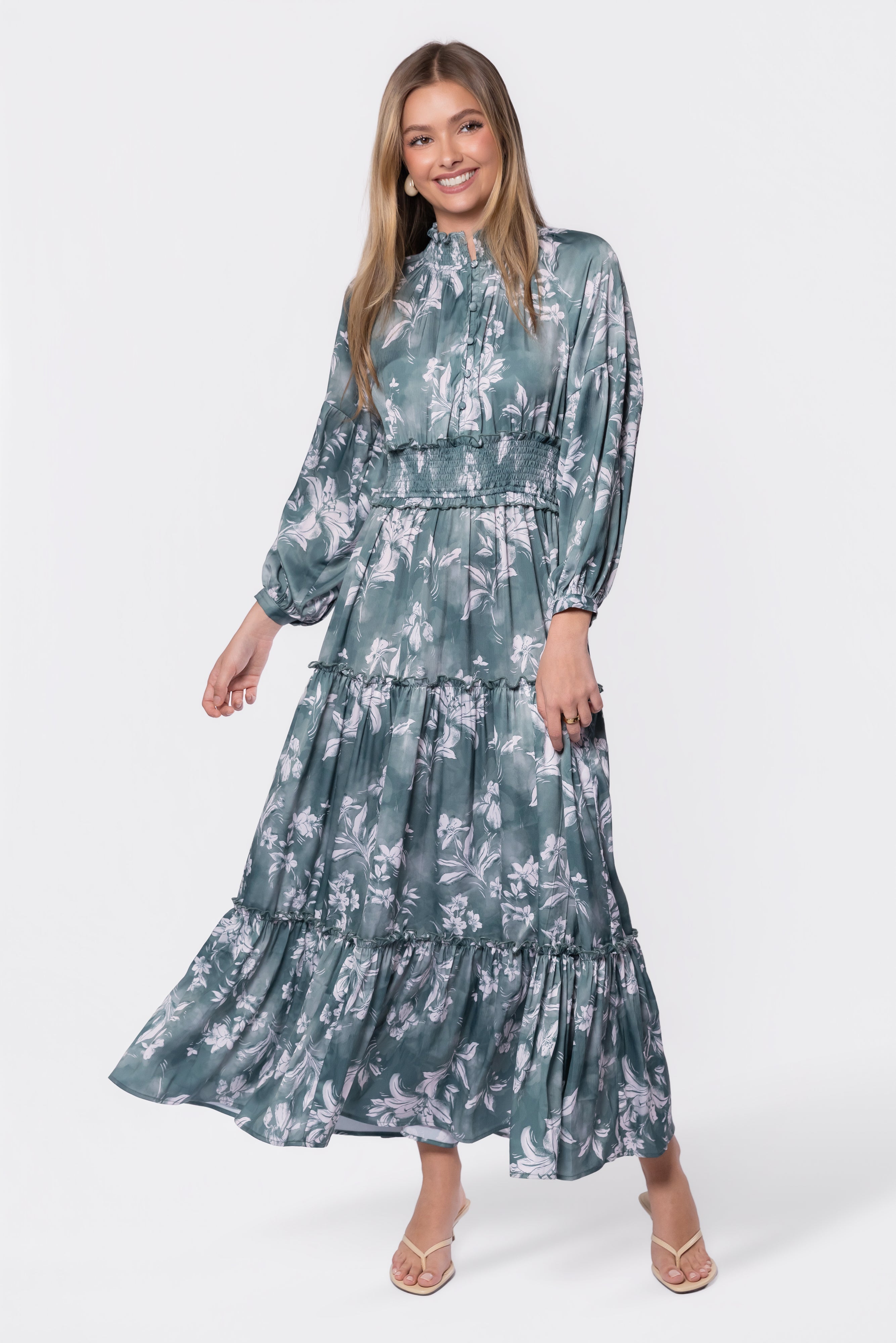 Leslie Dress (Green Pattern) - Glamourous Grace