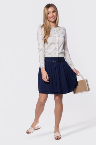 Gabrielle Cardigan (White/Blue)
