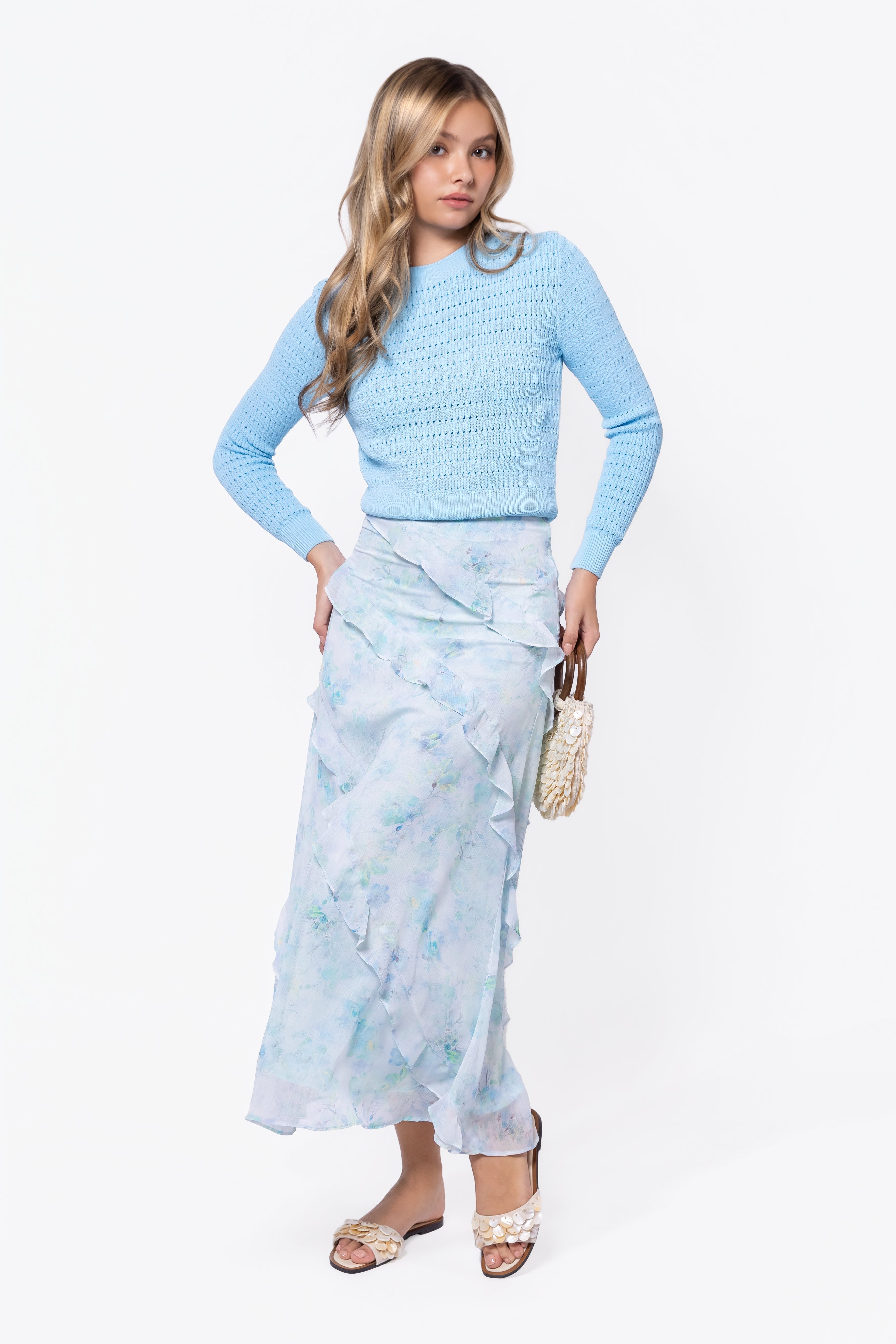 Laurel Skirt (Blue Flower) - Glamourous Grace