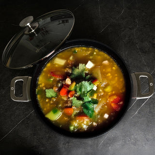 CXD Dual Ceramic Layer, Diamond Reinforced Nonstick Stock Pot with Glass Lid | Made in Switzerland