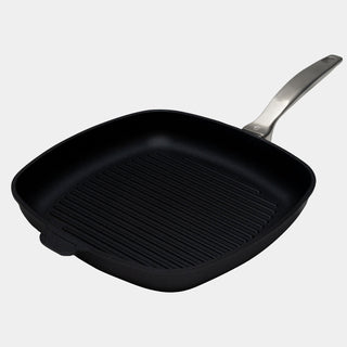 CXD Dual Ceramic Layer, Diamond Reinforced Nonstick Square Grill Pan - 11" x 11" (28 cm x 28 cm) | Made in Switzerland
