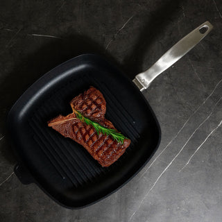 CXD Dual Ceramic Layer, Diamond Reinforced Nonstick Square Grill Pan - 11" x 11" (28 cm x 28 cm) | Made in Switzerland