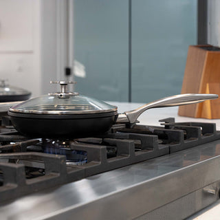 CXD Dual Ceramic Layer, Diamond Reinforced Nonstick Fry Pan with Glass Lid | Made in Switzerland