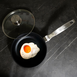CXD Dual Ceramic Layer, Diamond Reinforced Nonstick Fry Pan with Glass Lid | Made in Switzerland