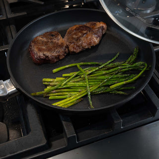 CXD Dual Ceramic Layer, Diamond Reinforced Nonstick Fry Pan with Glass Lid | Made in Switzerland
