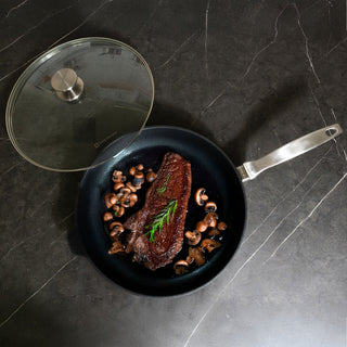 CXD Dual Ceramic Layer, Diamond Reinforced Nonstick Fry Pan with Glass Lid | Made in Switzerland