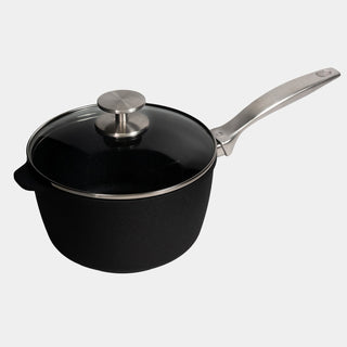 CXD Dual Ceramic Layer, Diamond Reinforced Nonstick Saucepan with Glass Lid | Made in Switzerland