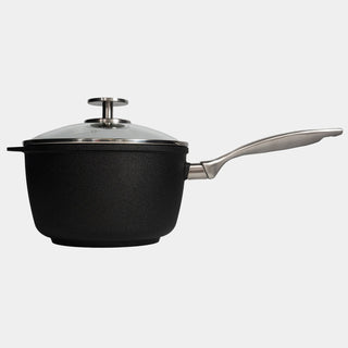 CXD Dual Ceramic Layer, Diamond Reinforced Nonstick Saucepan with Glass Lid | Made in Switzerland