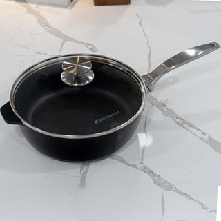 CXD Dual Ceramic Layer, Diamond Reinforced Nonstick Saute Pan with Glass Lid | Made in Switzerland