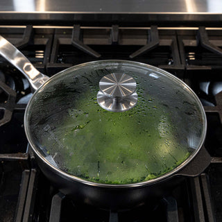 CXD Dual Ceramic Layer, Diamond Reinforced Nonstick Saute Pan with Glass Lid | Made in Switzerland