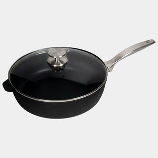 CXD Dual Ceramic Layer, Diamond Reinforced Nonstick Saute Pan with Glass Lid | Made in Switzerland