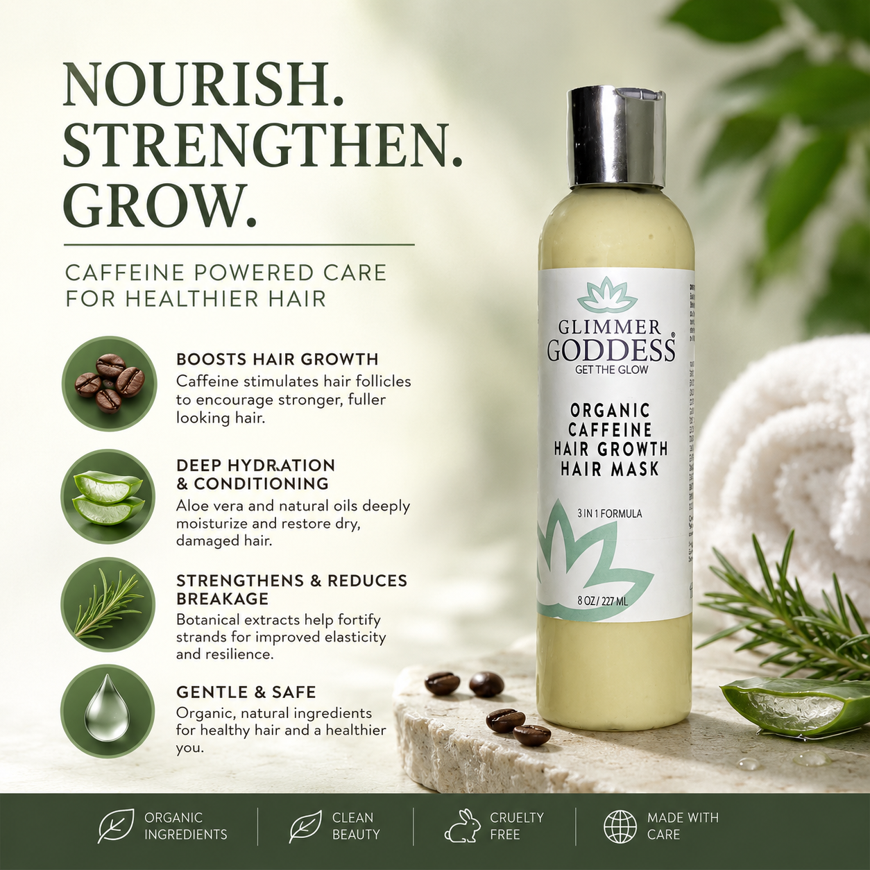 Organic Caffeine Hair Growth Mask – Deep Conditioning Treatment - Glamourous Grace