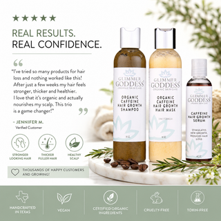 Organic Caffeine Hair Growth System – 3-Step Treatment Set - Glamourous Grace