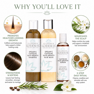 Organic Caffeine Hair Growth System – 3-Step Treatment Set - Glamourous Grace