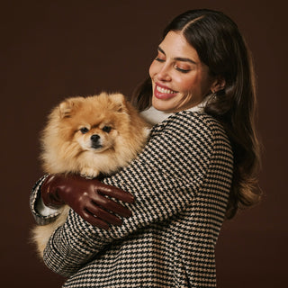 Camilla (brown) - Italian long leather winter gloves with luxurious cashmere lining - Glamourous Grace