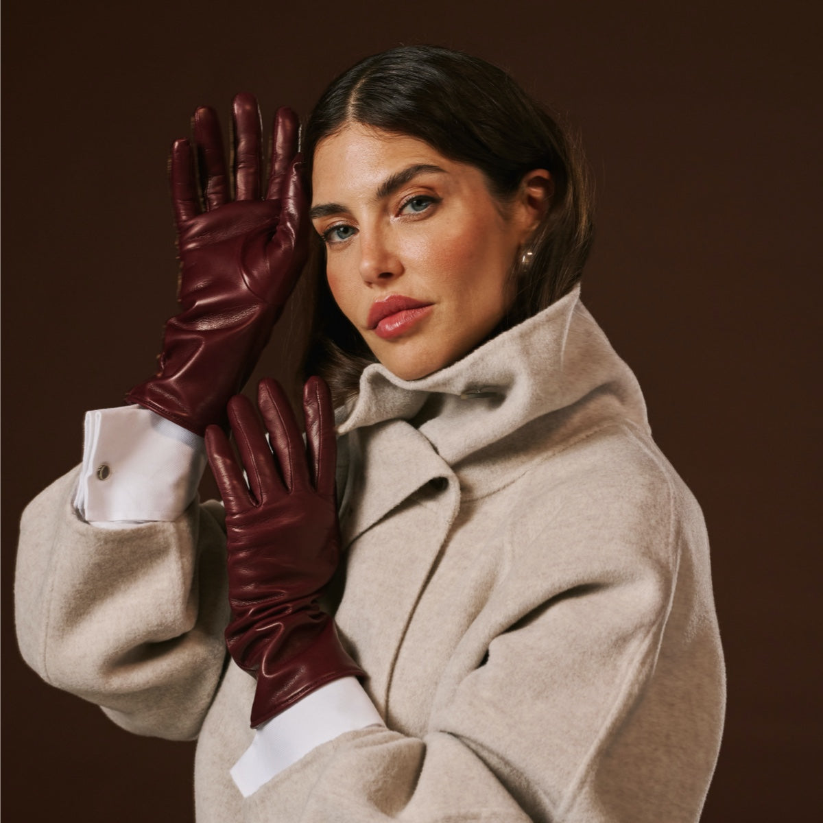 Camilla (xb) - Italian long leather winter gloves with luxurious cashmere lining - Glamourous Grace