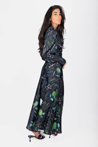 Audrey Dress Long Sleeve (Black / Green)