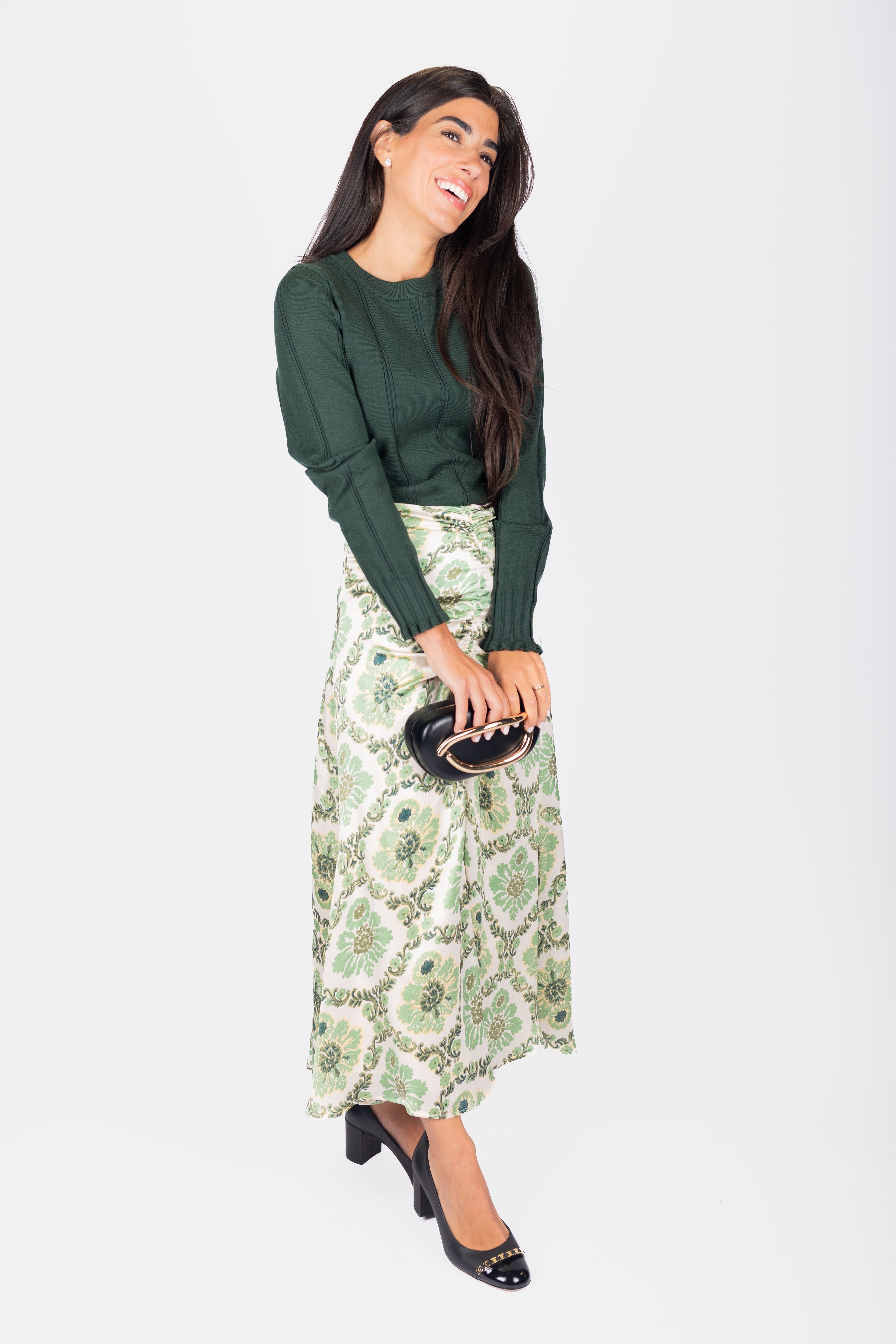 Sylvie Skirt (Green Flower) - Glamourous Grace