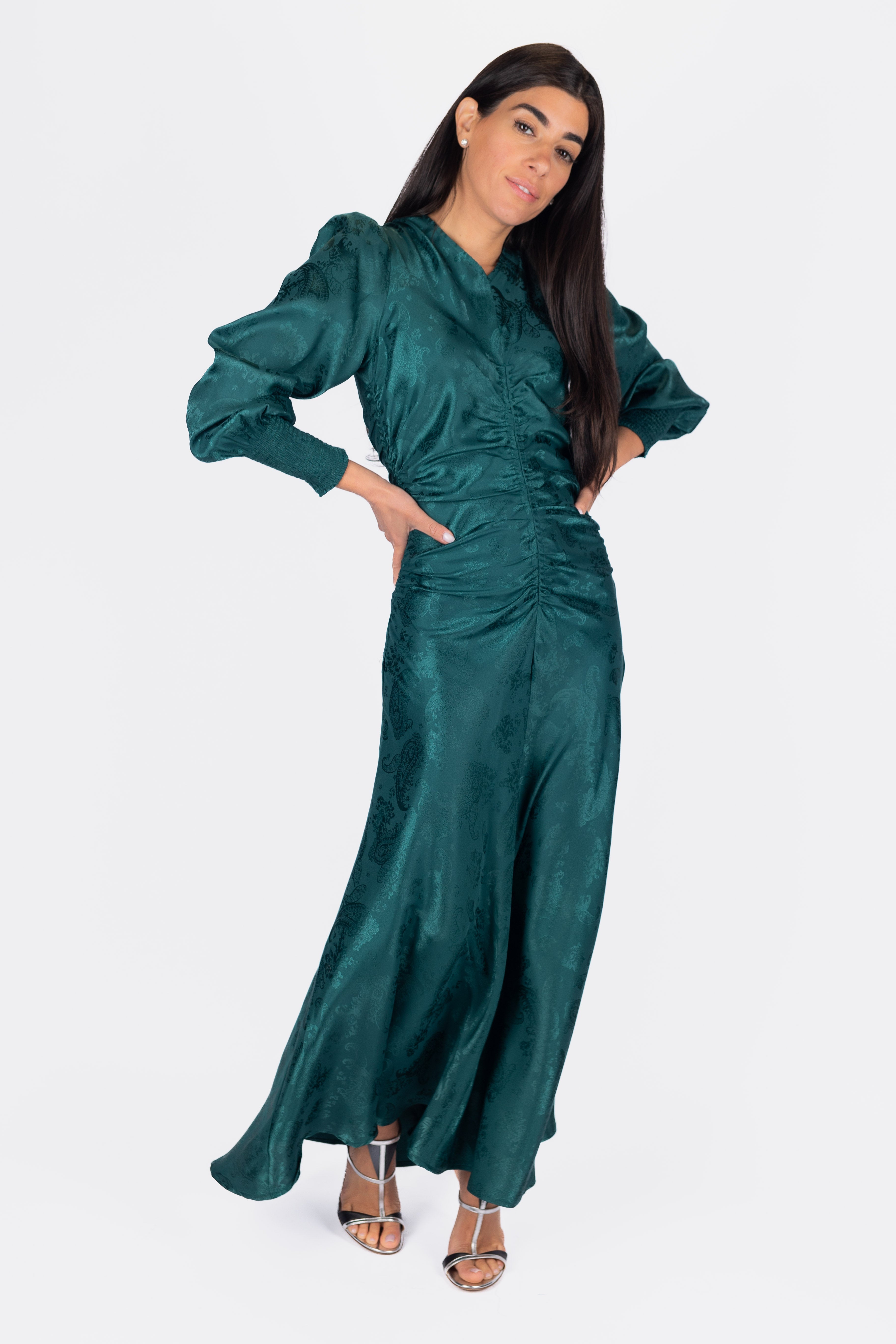 Audrey Dress Long Sleeve (Green) - Glamourous Grace