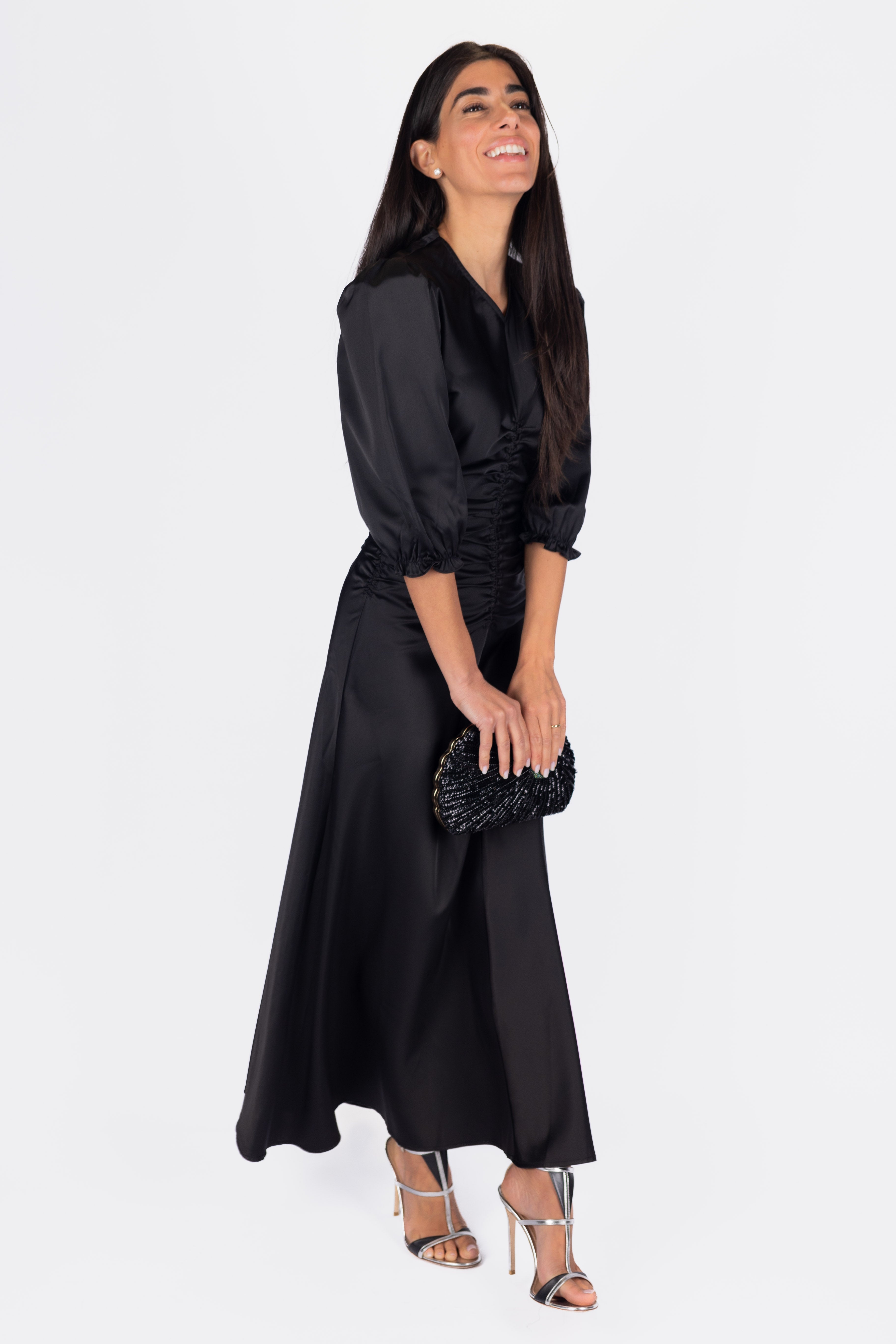 Audrey Dress Short Sleeve (Black Solid) - Glamourous Grace
