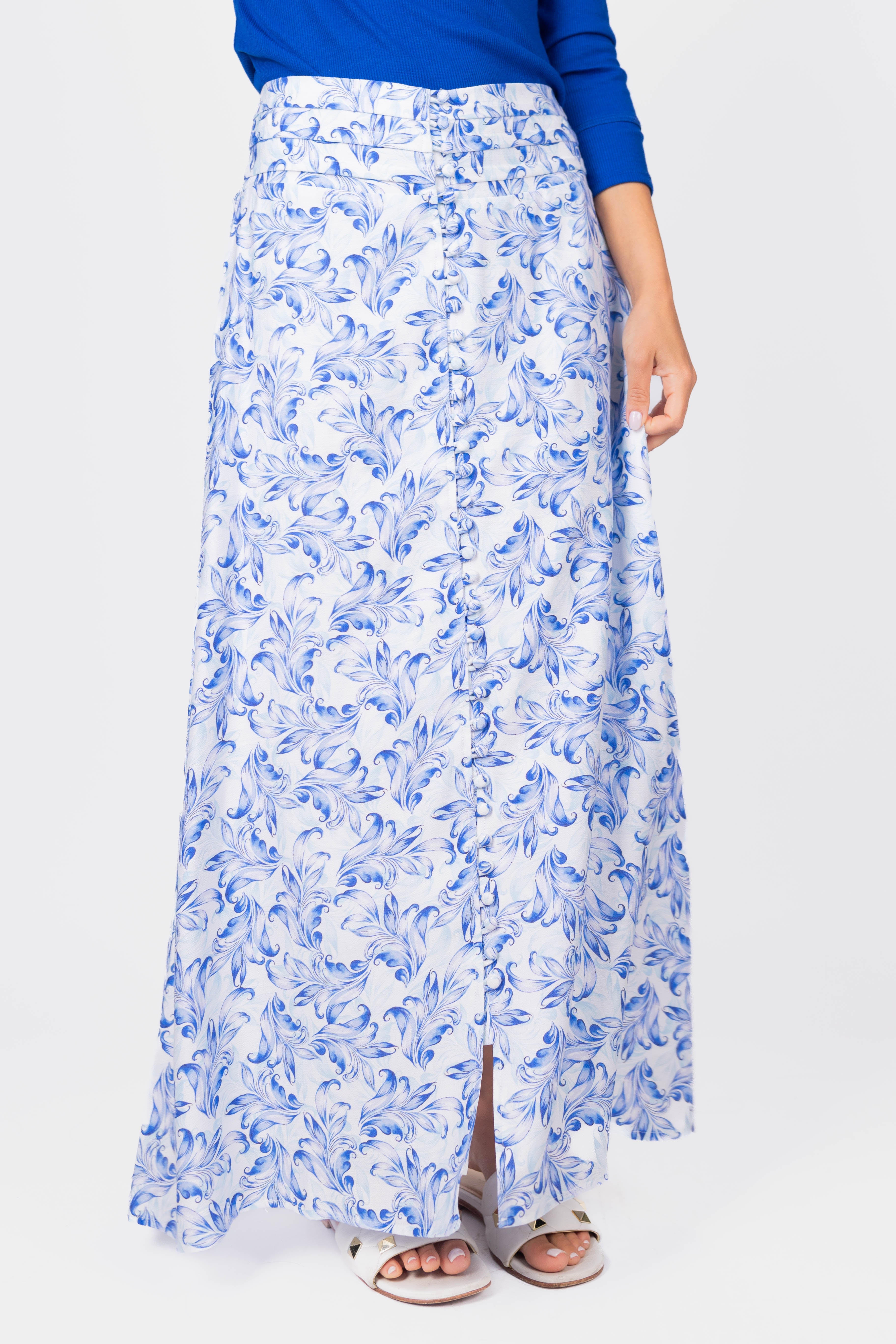 Josephine Skirt (Blue/White) - Glamourous Grace