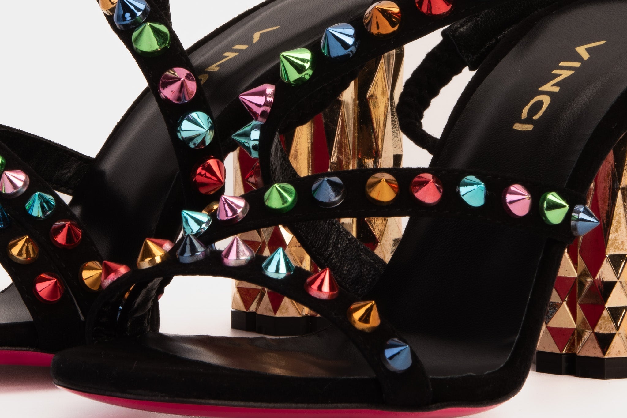 The Caris Black Block Heel Spike Leather Women Sandal Final Sale! - Glamourous Grace