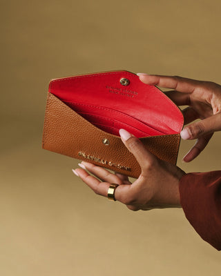 Carmina (cognac) - Italian calf leather women’s wallet - Glamourous Grace