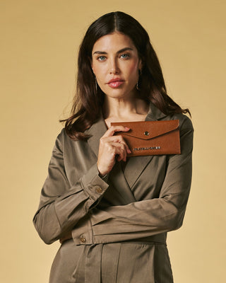 Carmina (cognac) - Italian calf leather women’s wallet - Glamourous Grace