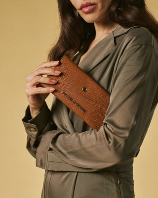 Carmina (cognac) - Italian calf leather women’s wallet - Glamourous Grace