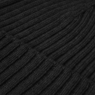 Milano (black) - Italian 100% cashmere ribbed beanie (unisex) - Glamourous Grace