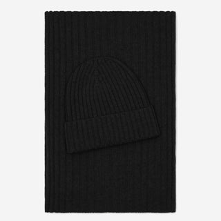 Milano (black) - Italian 100% cashmere ribbed beanie (unisex) - Glamourous Grace
