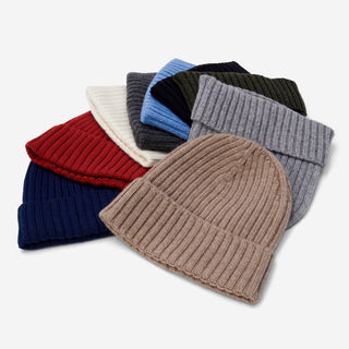 Milano (brown) - Italian 100% cashmere ribbed beanie (unisex) - Glamourous Grace