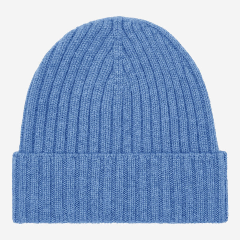 Milano (light blue) - Italian 100% cashmere ribbed beanie (unisex) - Glamourous Grace