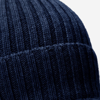 Milano (navy blue) - Italian 100% cashmere ribbed beanie (unisex) - Glamourous Grace