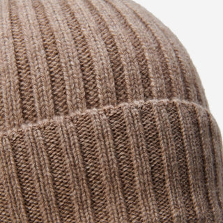 Milano (brown) - Italian 100% cashmere ribbed beanie (unisex) - Glamourous Grace