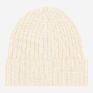 Milano (cream) - Italian 100% cashmere ribbed beanie (unisex) - Glamourous Grace