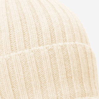 Milano (cream) - Italian 100% cashmere ribbed beanie (unisex) - Glamourous Grace