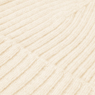 Milano (cream) - Italian 100% cashmere ribbed beanie (unisex) - Glamourous Grace