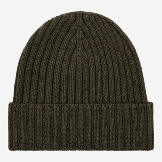 Milano (dark green) - Italian 100% cashmere ribbed beanie (unisex) - Glamourous Grace
