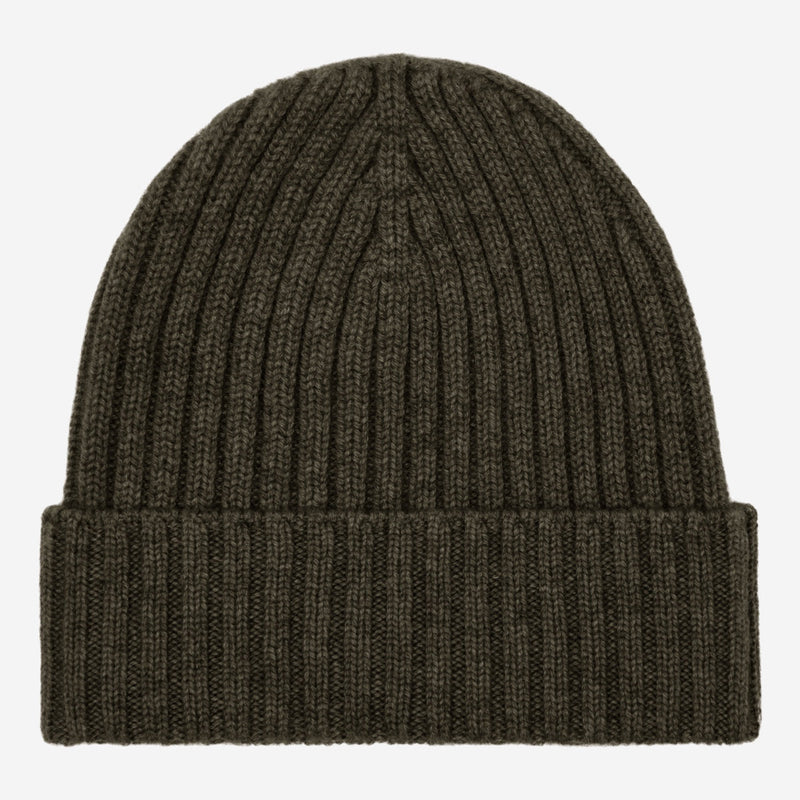 Milano (dark green) - Italian 100% cashmere ribbed beanie (unisex) - Glamourous Grace