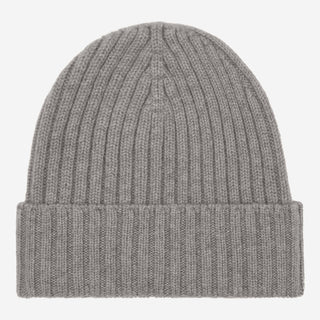 Milano (light grey) - Italian 100% cashmere ribbed beanie (unisex) - Glamourous Grace