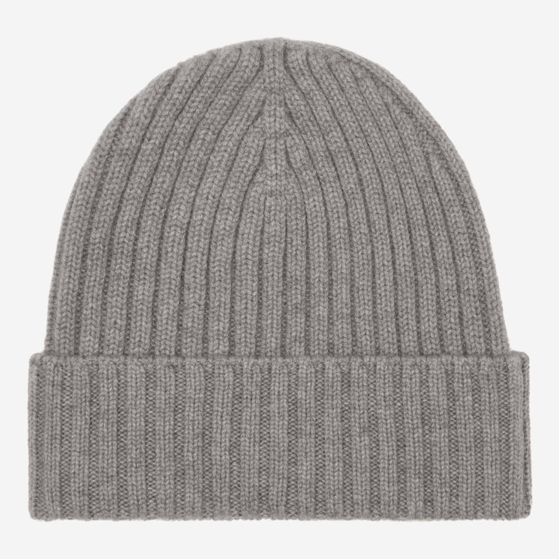 Milano (light grey) - Italian 100% cashmere ribbed beanie (unisex) - Glamourous Grace