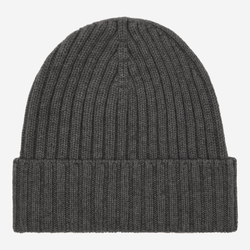 Milano (dark grey) - Italian 100% cashmere ribbed beanie (unisex) - Glamourous Grace