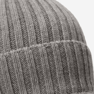 Milano (light grey) - Italian 100% cashmere ribbed beanie (unisex) - Glamourous Grace