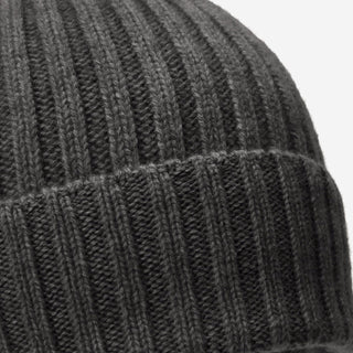 Milano (dark grey) - Italian 100% cashmere ribbed beanie (unisex) - Glamourous Grace