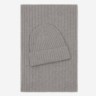 Milano (light grey) - Italian 100% cashmere ribbed beanie (unisex) - Glamourous Grace
