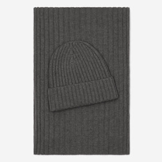 Milano (dark grey) - Italian 100% cashmere ribbed beanie (unisex) - Glamourous Grace