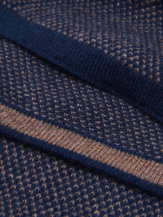 Riccardo (blue & brown) - Italian cashmere scarf with pattern - Glamourous Grace