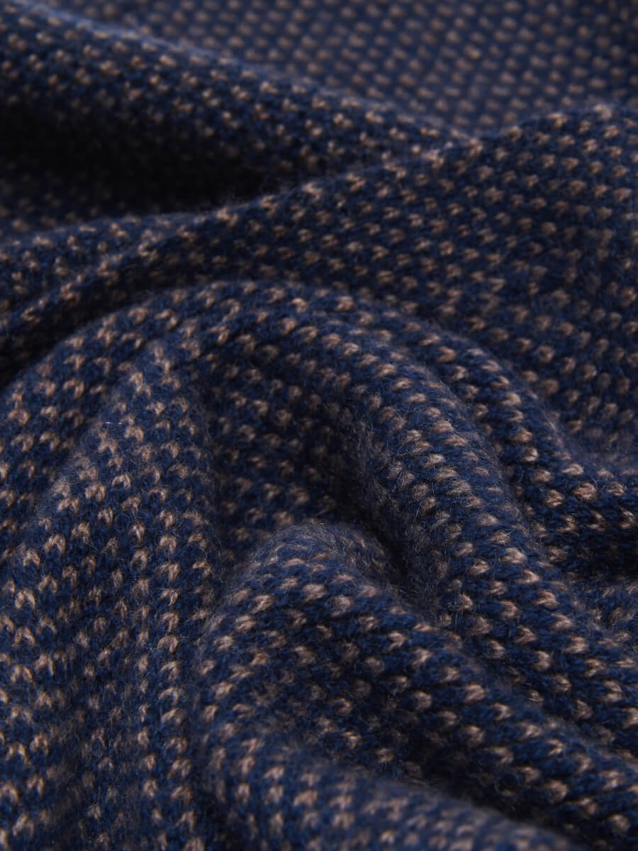 Riccardo (blue & brown) - Italian cashmere scarf with pattern - Glamourous Grace